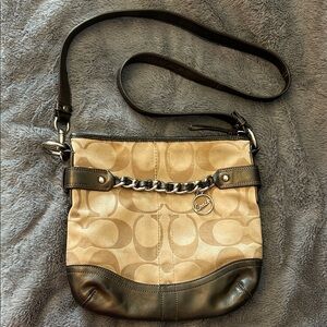 Coach Beige and Dark Brown Crossbody Bag